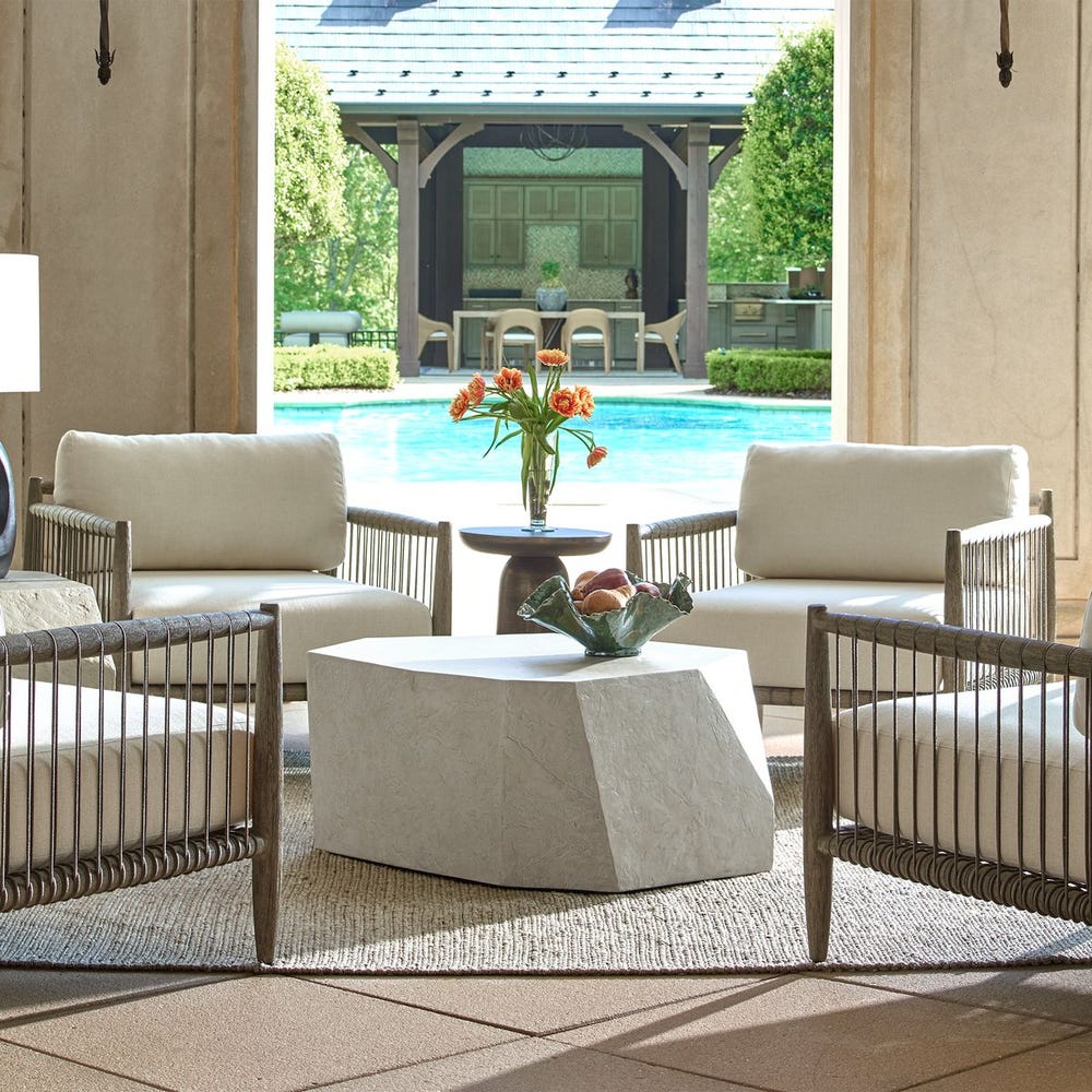 Parra Outdoor Coffee Table, Limestone