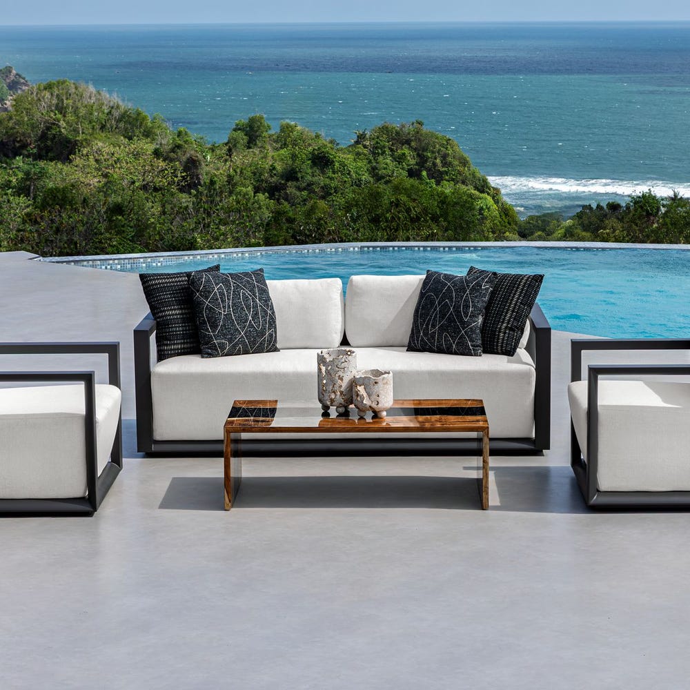 Remsen Outdoor 3 Seater Sofa, Java Black/Oyster