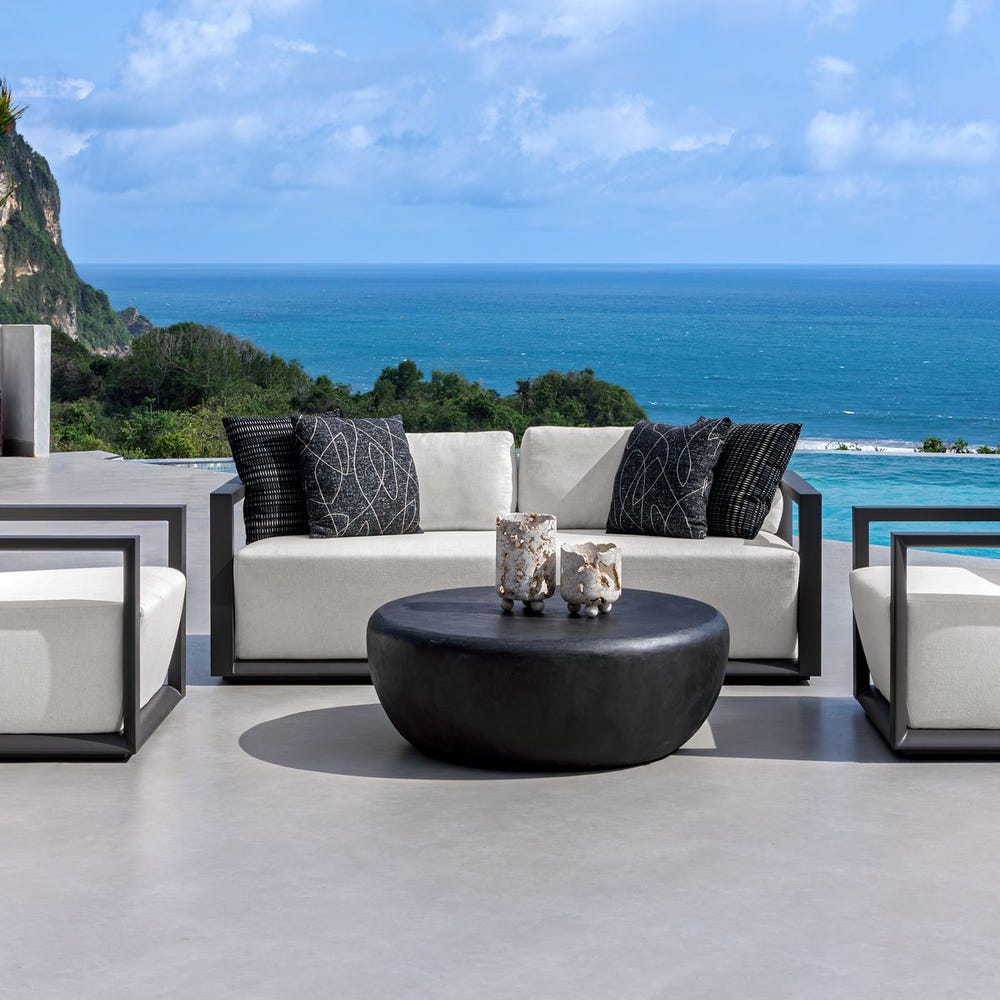Remsen Outdoor 3 Seater Sofa, Java Black/Oyster