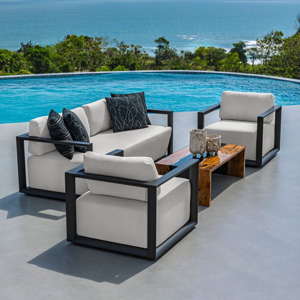 Remsen Outdoor 3 Seater Sofa, Java Black/Oyster