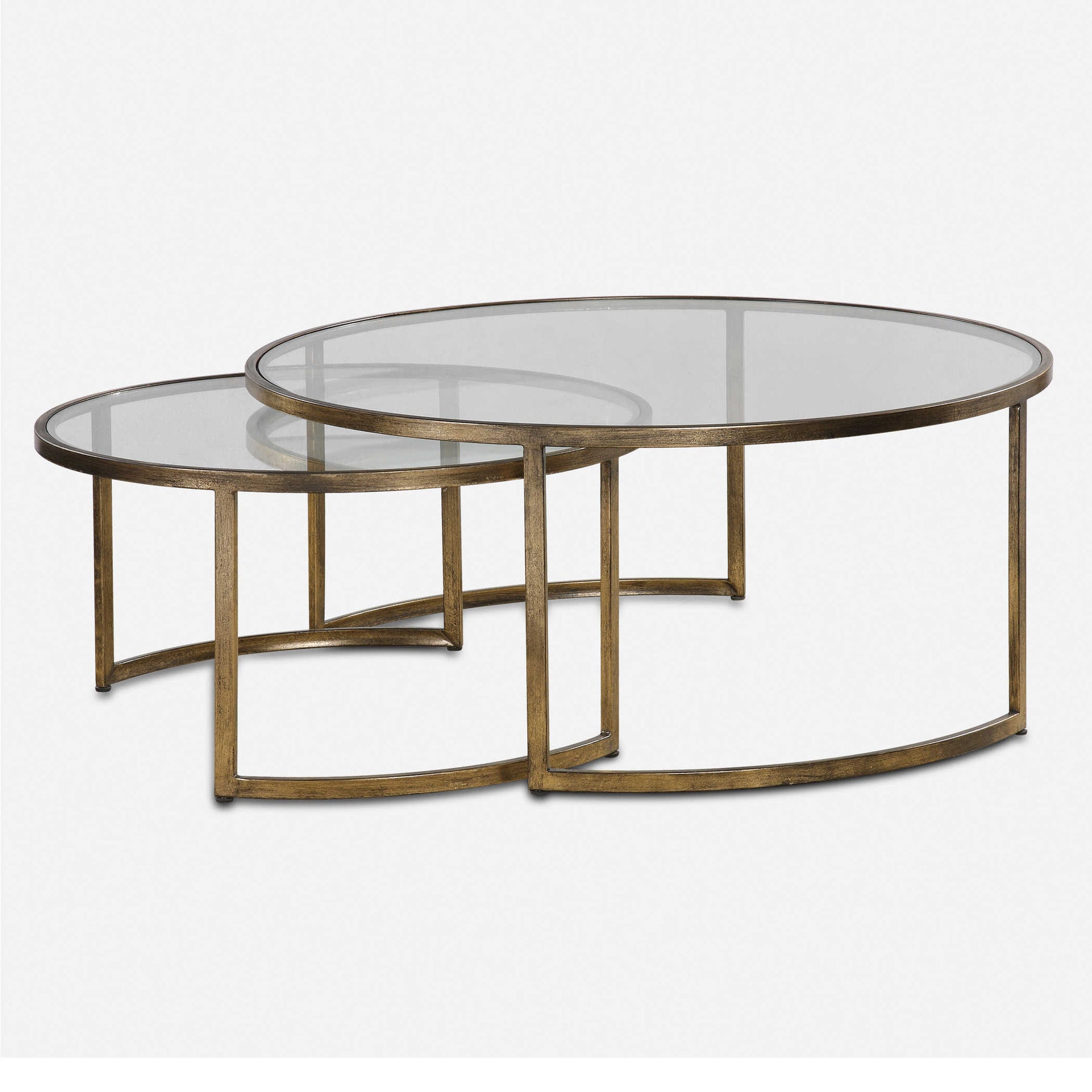 RHEA NESTING COFFEE TABLES, GOLD, S/2